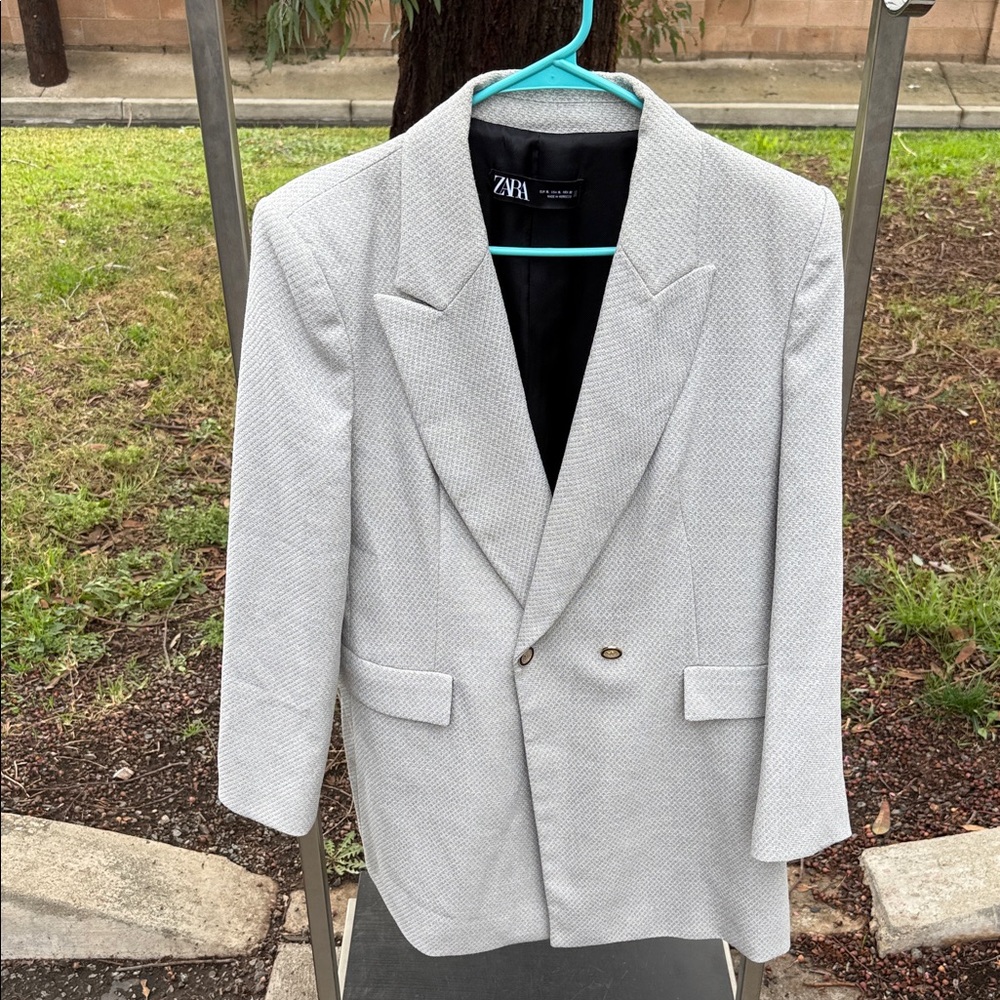 Zara Light Gray Textured Blazer